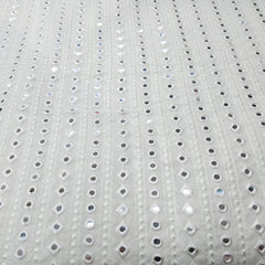 Dyeable Georgette Fabric with Linear Mirror Work