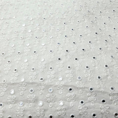 Dyeable Mirror Work on Georgette Fabric with Floral Work