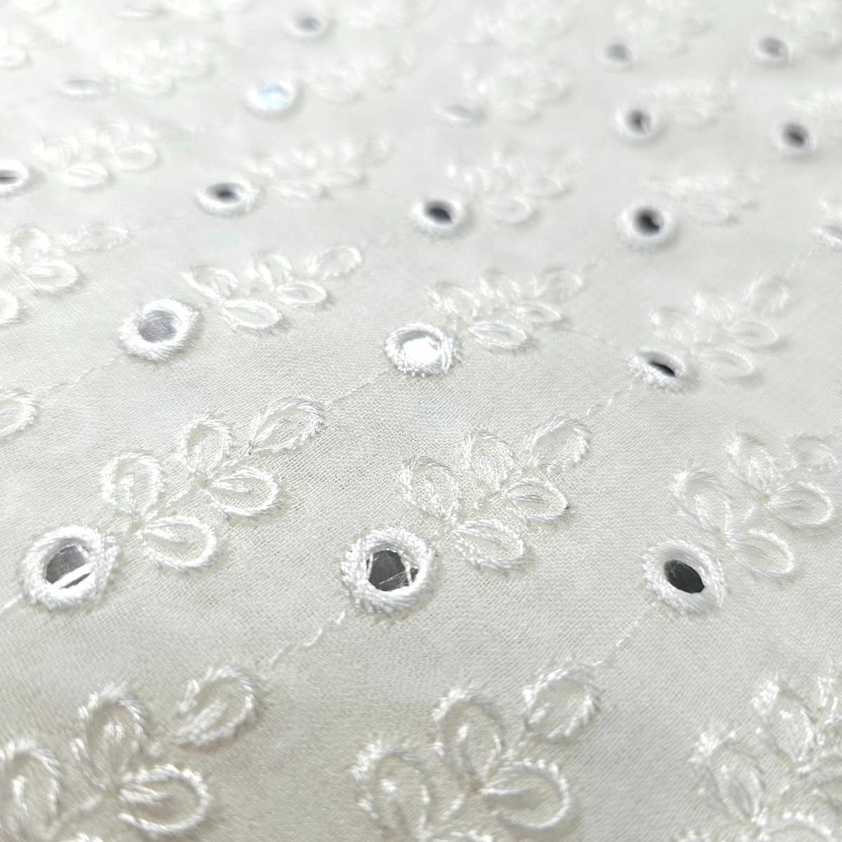 Dyeable Mirror Work on Georgette Fabric with Floral Work