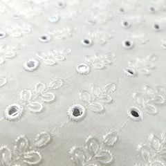 Dyeable Mirror Work on Georgette Fabric with Floral Work