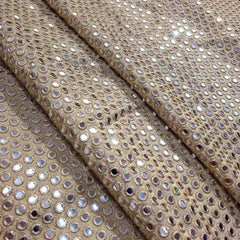 Dyeable Shimmer Tissue Fabric with all over Mirror Work