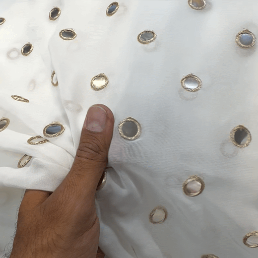 Dyeable Georgette Fabric with all over Mirror Work