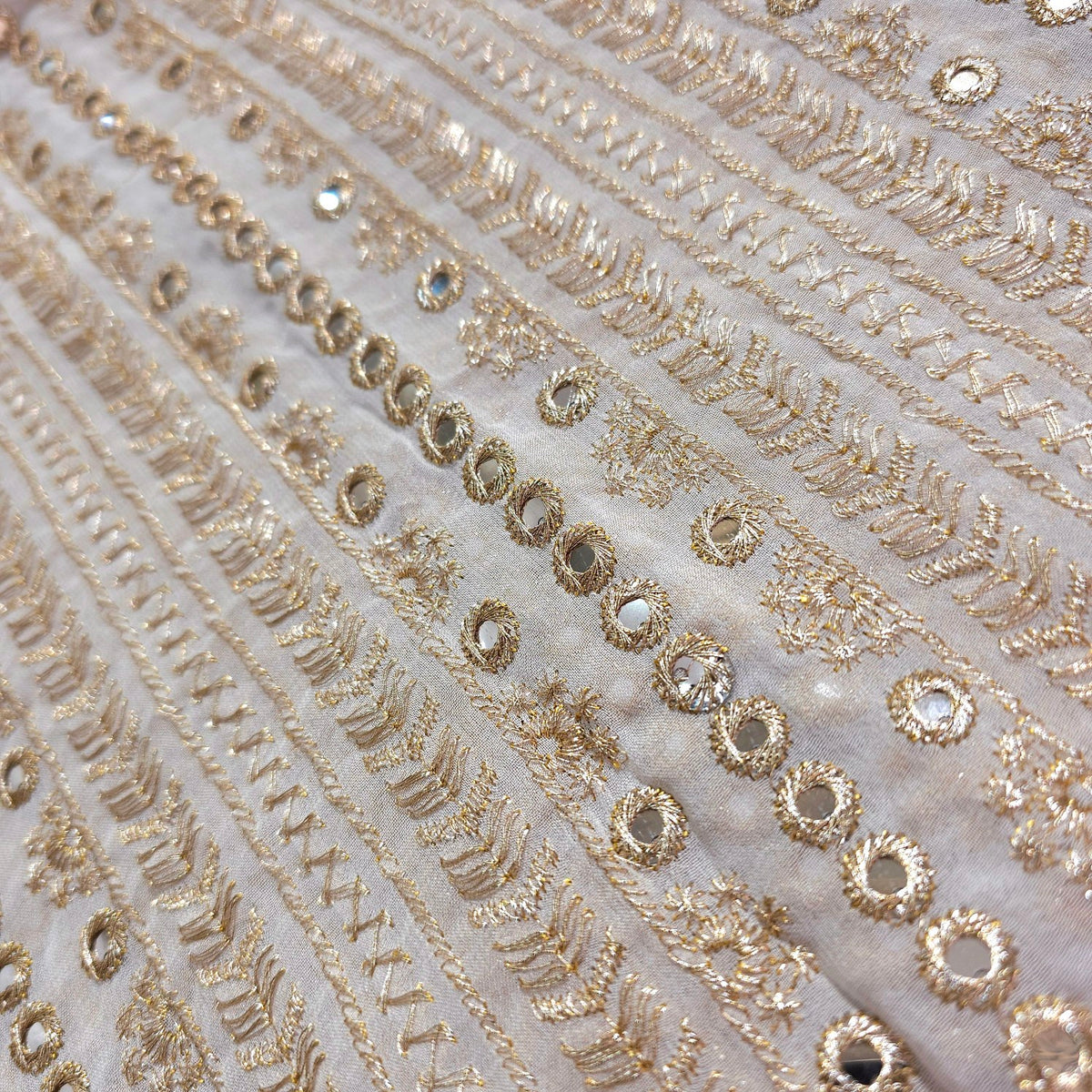Dyeable Georgette with Linear Mirror Work