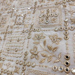 Sheesh-Aura Dyeable Georgette Fabric with Diamond Grids Mirror, Sequin and Zari Work