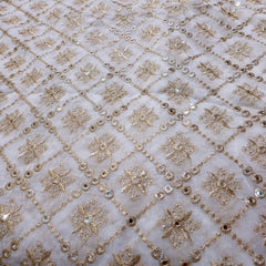 Sheesh-Aura Dyeable Georgette Fabric with Diamond Grids Mirror, Sequin and Zari Work