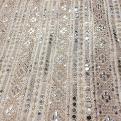 Dyeable Shimmer Tissue with Linear Mirror, Zari & Sequin Work