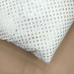 Sheesh-Aura  Dyeable Georgette Fabric Grid Mirror Work and Zari Work
