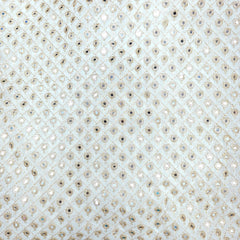 Sheesh-Aura  Dyeable Georgette Fabric Grid Mirror Work and Zari Work