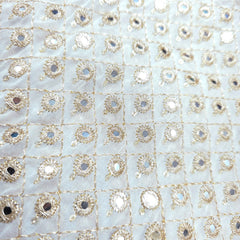 Sheesh-Aura  Dyeable Georgette Fabric Grid Mirror Work and Zari Work