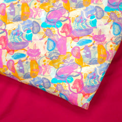 Abstract Pastel Digital Print on Muslin Fabric