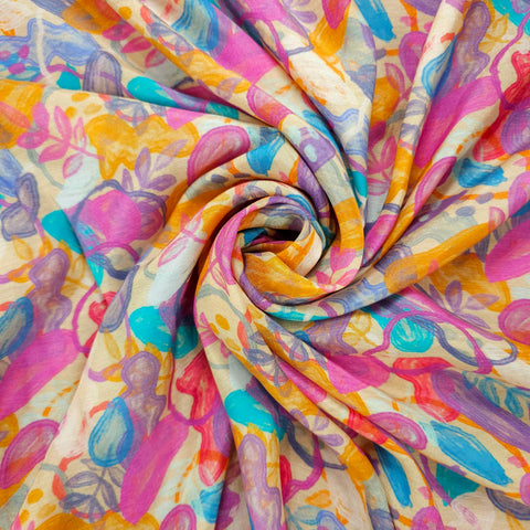 Abstract Pastel Digital Print on Muslin Fabric