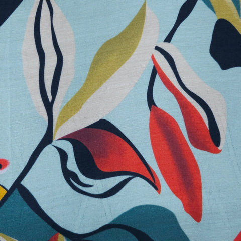 Abstract Digital Print on Muslin Fabric with Mutlicolor Base (Cool colors)