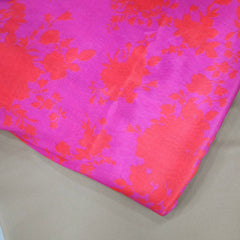 Pink Floral Digital Print on Muslin Fabric