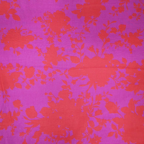 Pink Floral Digital Print on Muslin Fabric