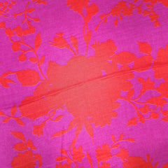 Pink Floral Digital Print on Muslin Fabric