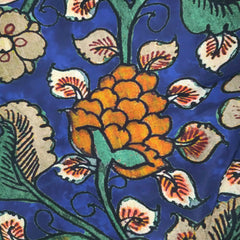 Grape Flower Digital Print on Muslin Fabric with Blue base