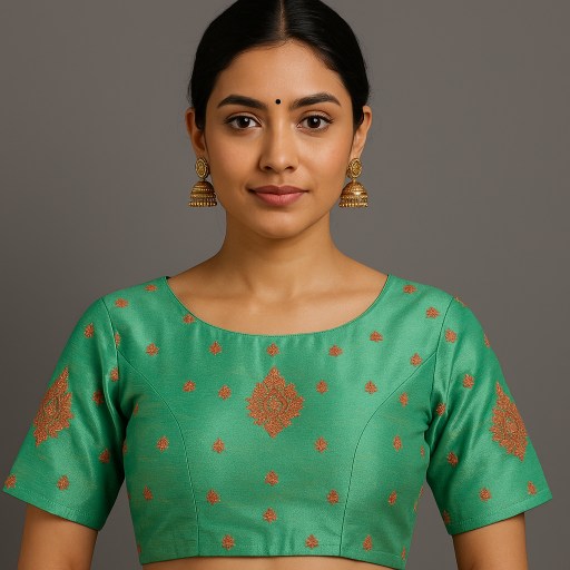 Zarqaa Pastel Mint Color Blouse with Curvy V Neckline
