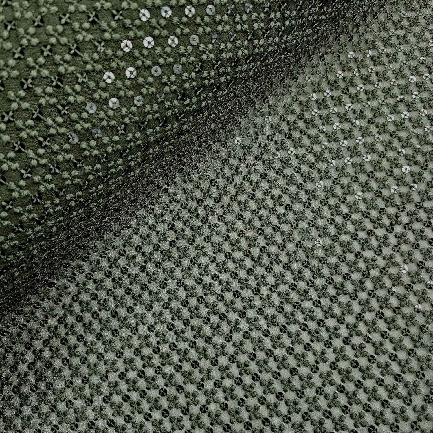 Embroidered Net with Sequins and Threadwork
