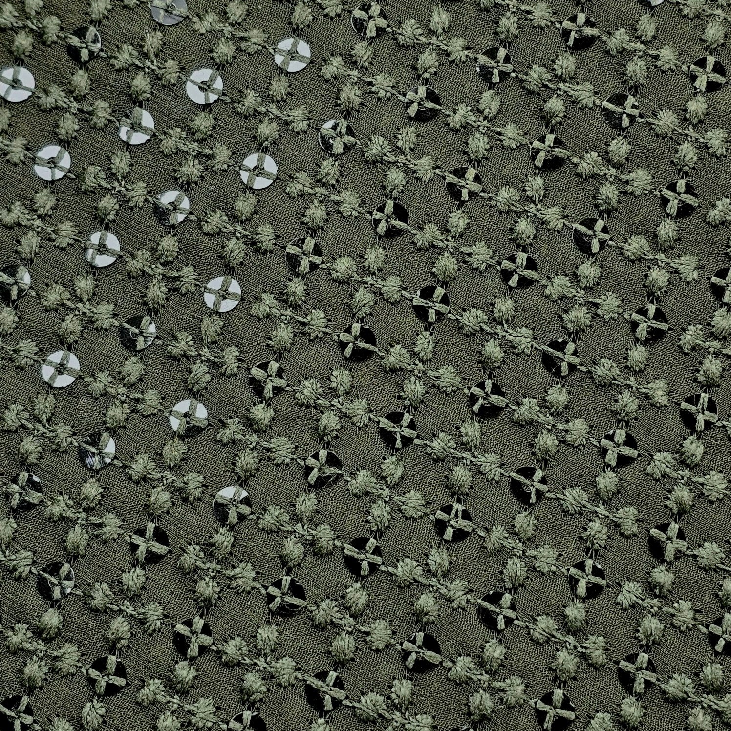 Embroidered Net with Sequins and Threadwork