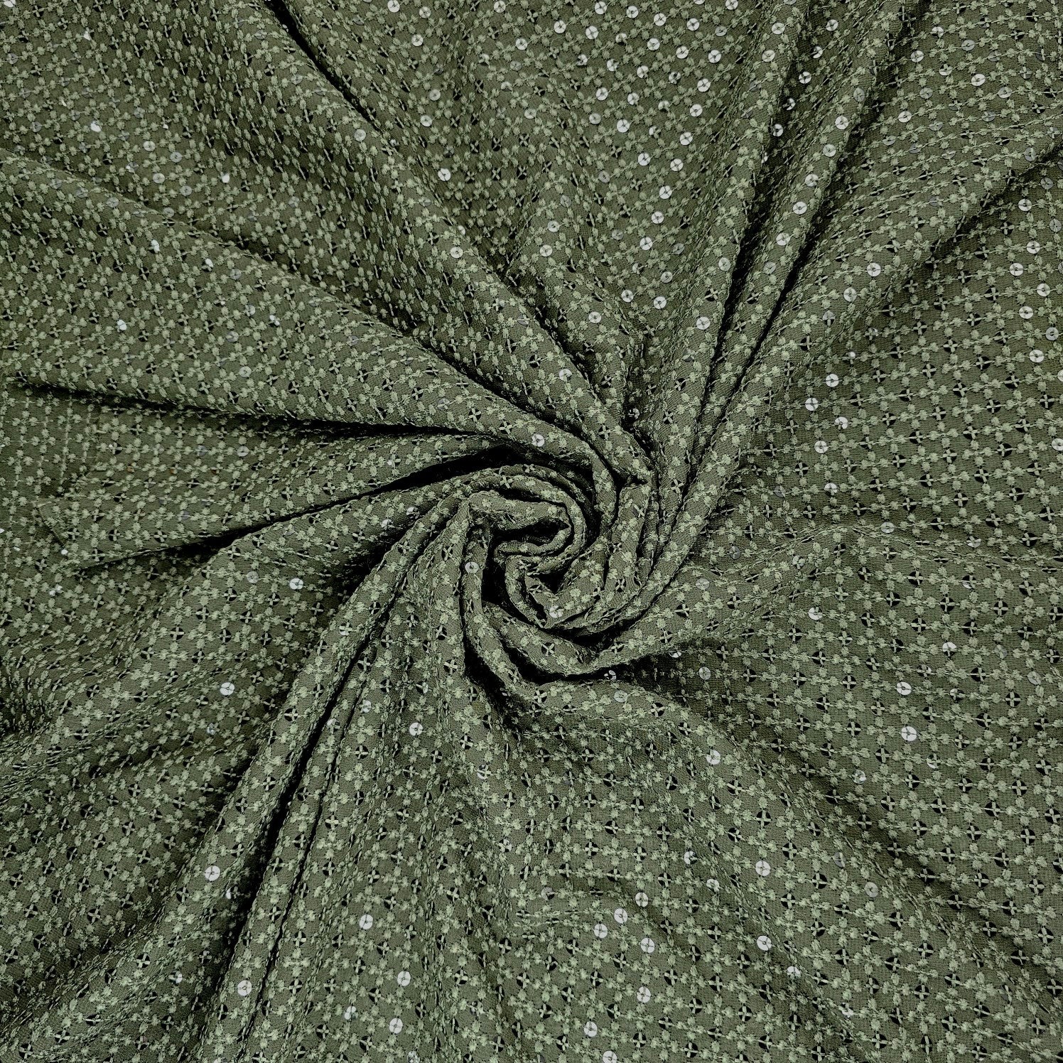 Embroidered Net with Sequins and Threadwork