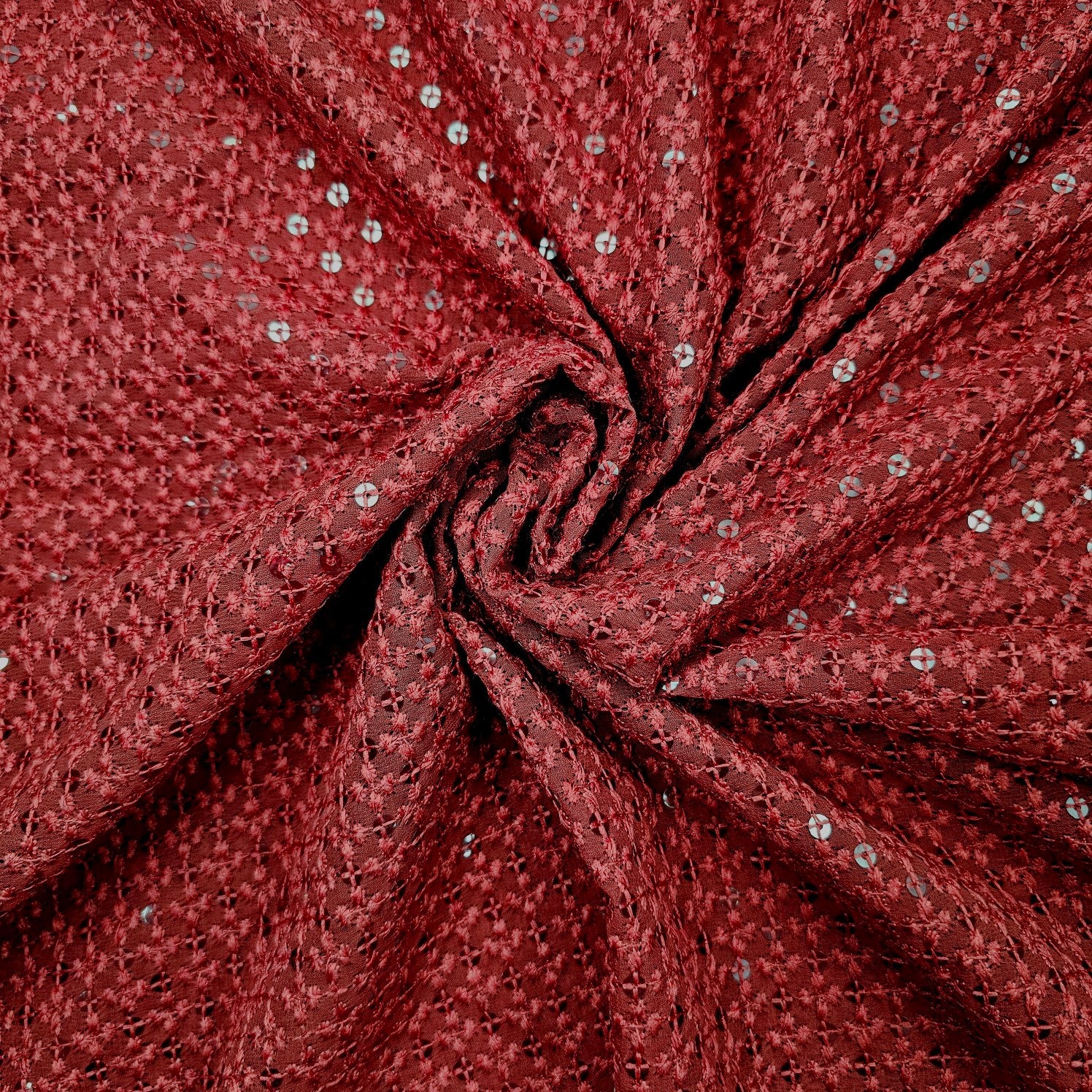 Embroidered Net with Sequins and Threadwork