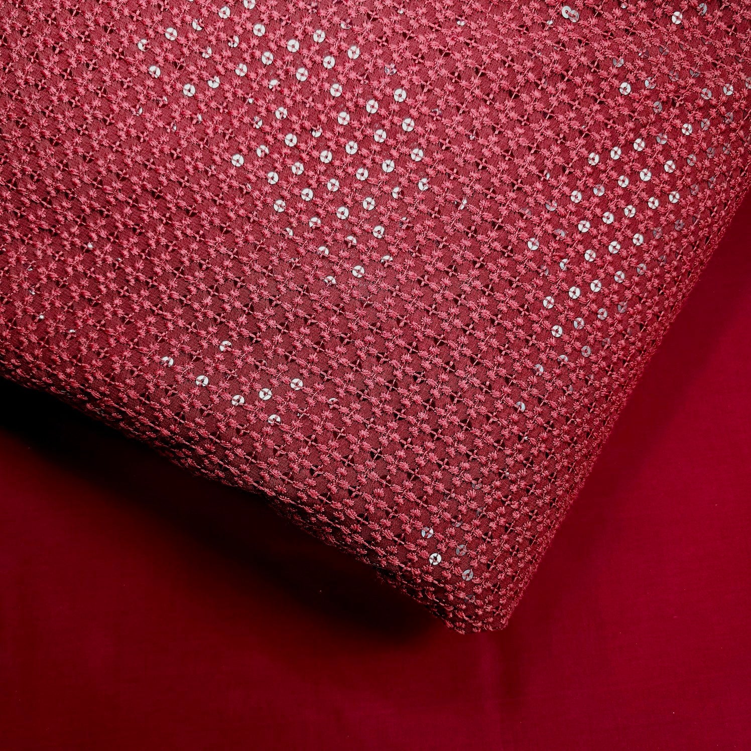 Embroidered Net with Sequins and Threadwork