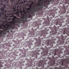 Lotus Threadwork Sequin Embroidered Mature Grape Net Fabric