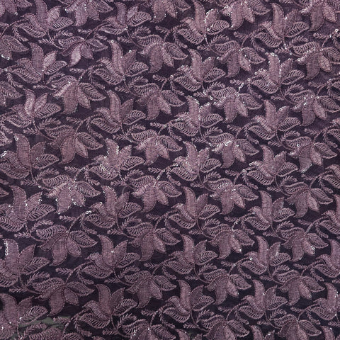 Lotus Threadwork Sequin Embroidered Mature Grape Net Fabric