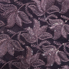 Lotus Threadwork Sequin Embroidered Mature Grape Net Fabric