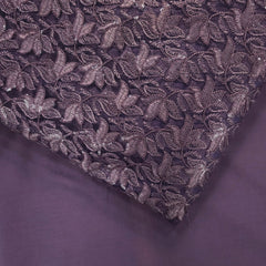 Lotus Threadwork Sequin Embroidered Mature Grape Net Fabric