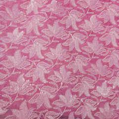 Lotus Threadwork Sequin Embroidered Light Pink Net Fabric