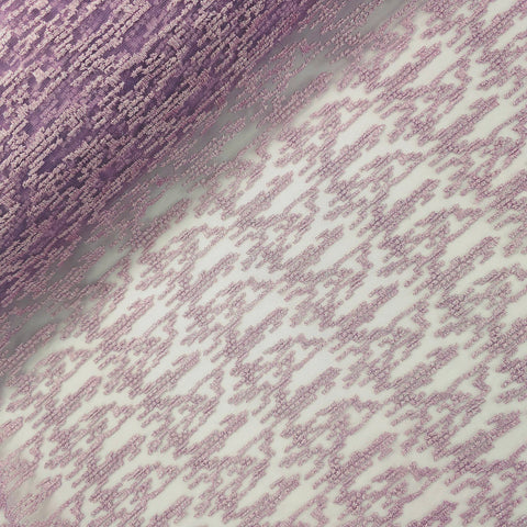 Embroidered Plum Dandy Net Fabric with Textured pattern