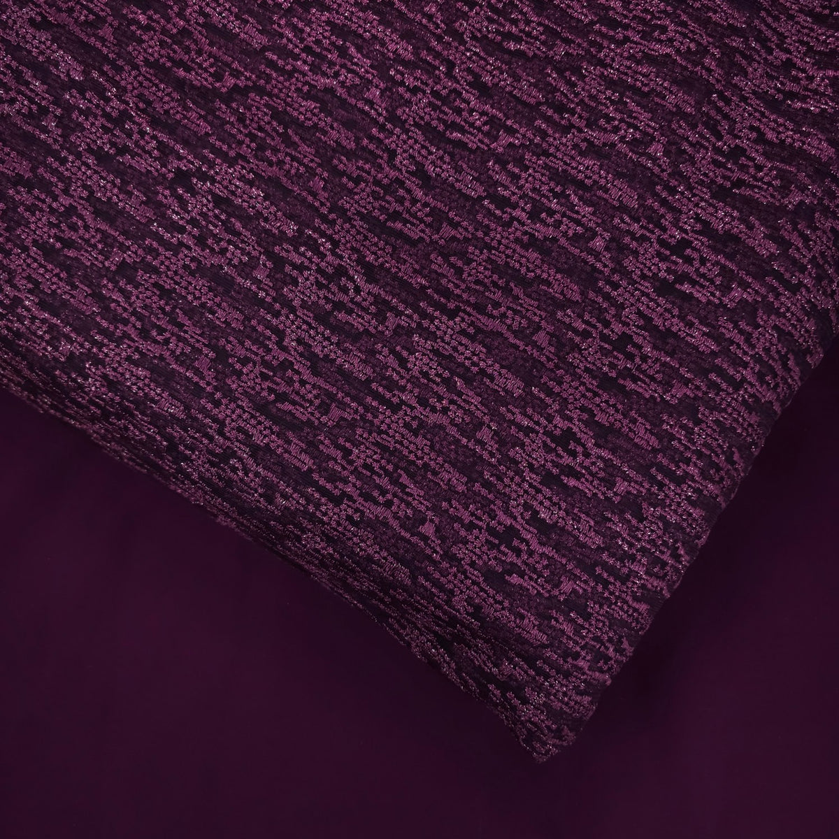 Embroidered Wine Net Fabric with Textured pattern