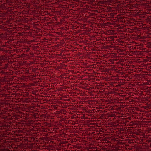 Embroidered Cherry Red Net Fabric with Textured pattern