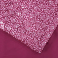 Embroidered Net with Floral Sequins Work