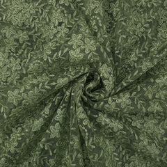 Embroidered Net with Elegant Floral Threadwork