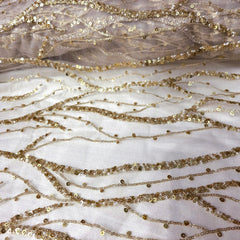 Dyeable Embroidered Lilac Purple Net Fabric with Intricate Vine Pattern