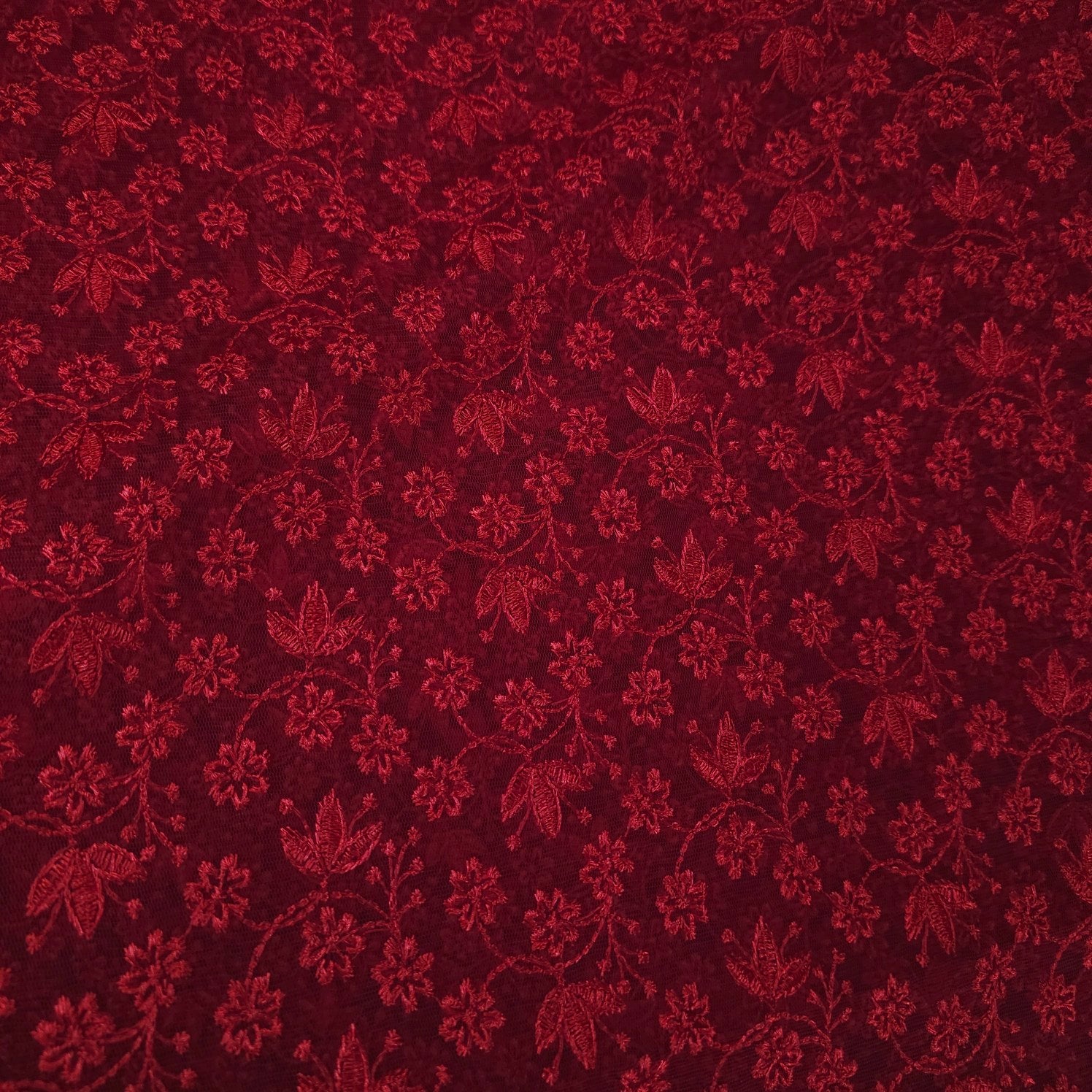 Sahiba Embroidered Net Fabric with Red Floral work