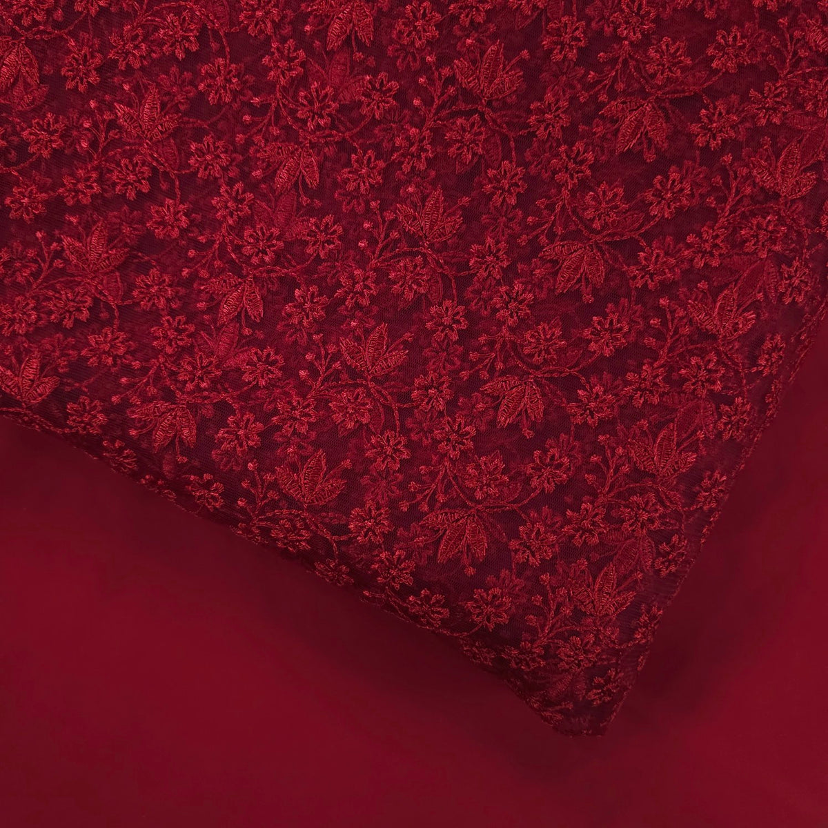 Sahiba Embroidered Net Fabric with Red Floral work