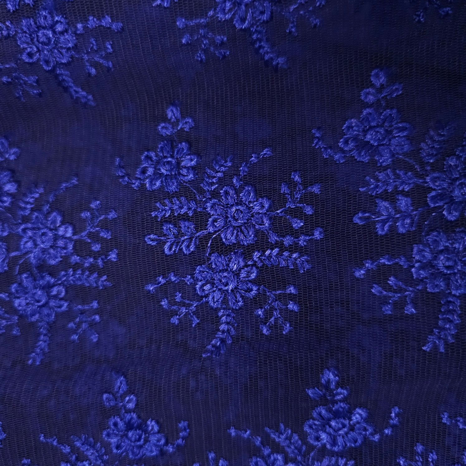Sahiba Embroidered Net Fabric with Blue Floral work