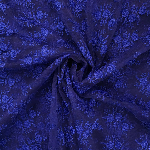 Sahiba Embroidered Net Fabric with Blue Floral work