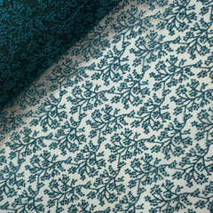 Gulnaar Embroidered Net Fabric Intricate Peacock Green  floral work