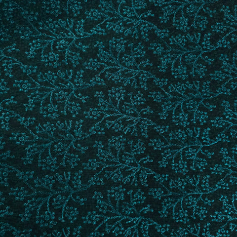 Gulnaar Embroidered Net Fabric Intricate Peacock Green  floral work