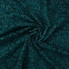 Gulnaar Embroidered Net Fabric Intricate Peacock Green  floral work