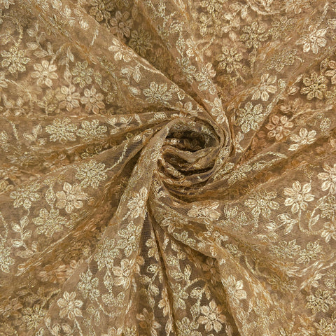 Sahiba Embroidered Net Fabric with Gold Floral work