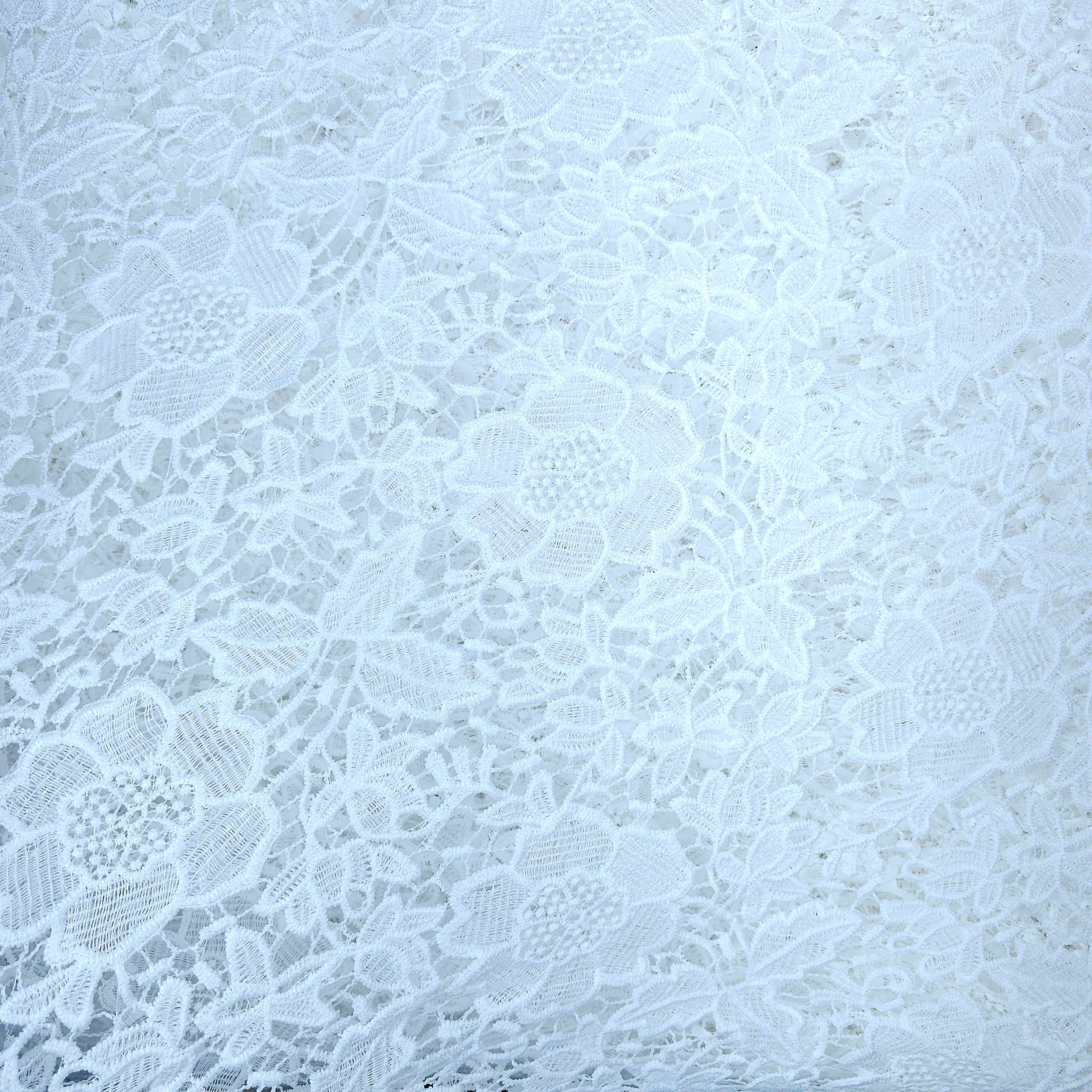 Guipure Cotton Dyeable Fabric with Sunburst and Rose motifs