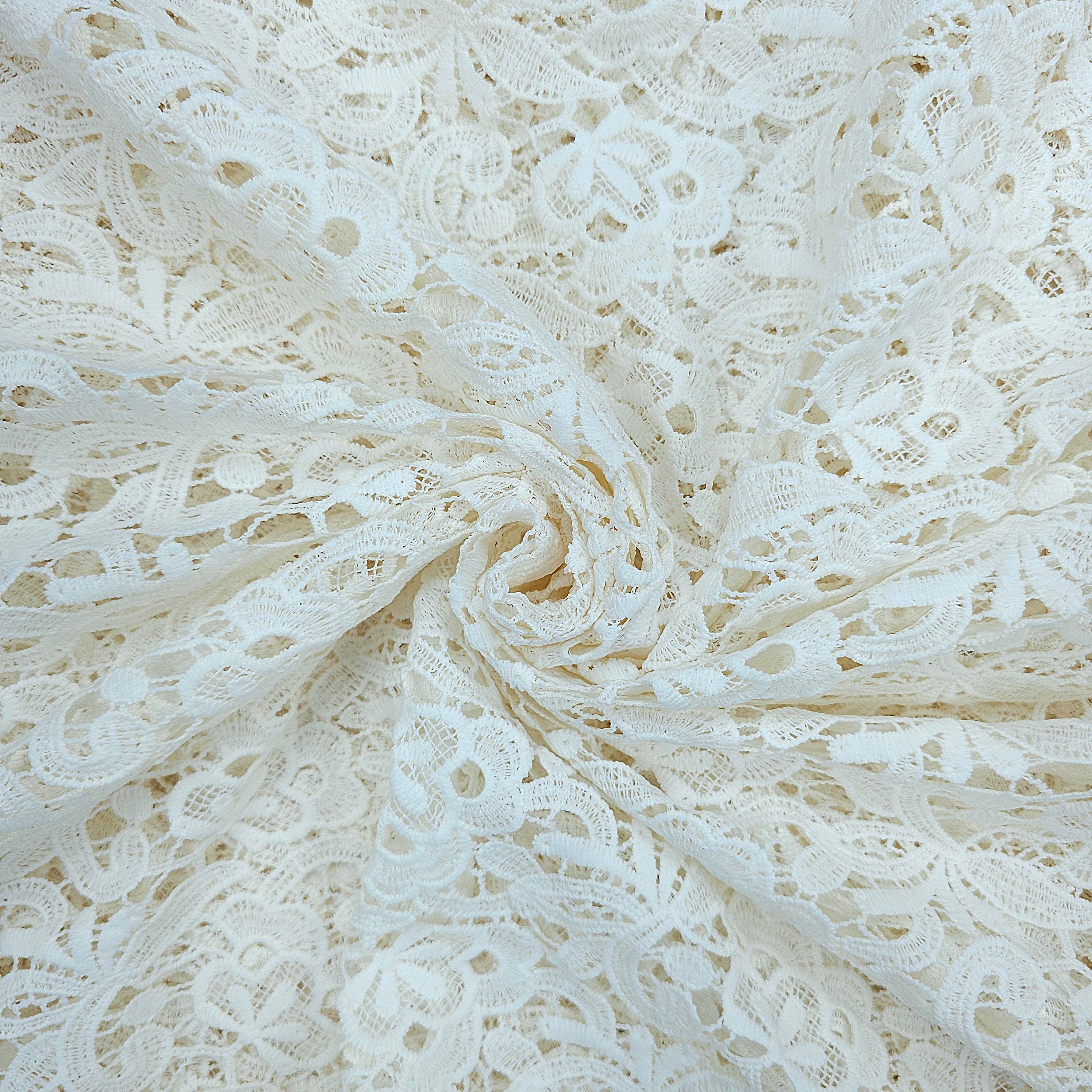 Guipure Cotton Dyeable Fabric with Scalloped Edges