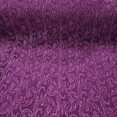 Embroidered Rich Purple Net Fabric with Floral Motifs