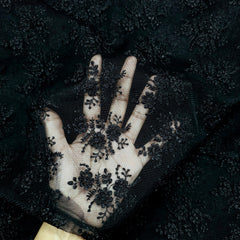 Sahiba Embroidered Net Fabric with Black Floral work