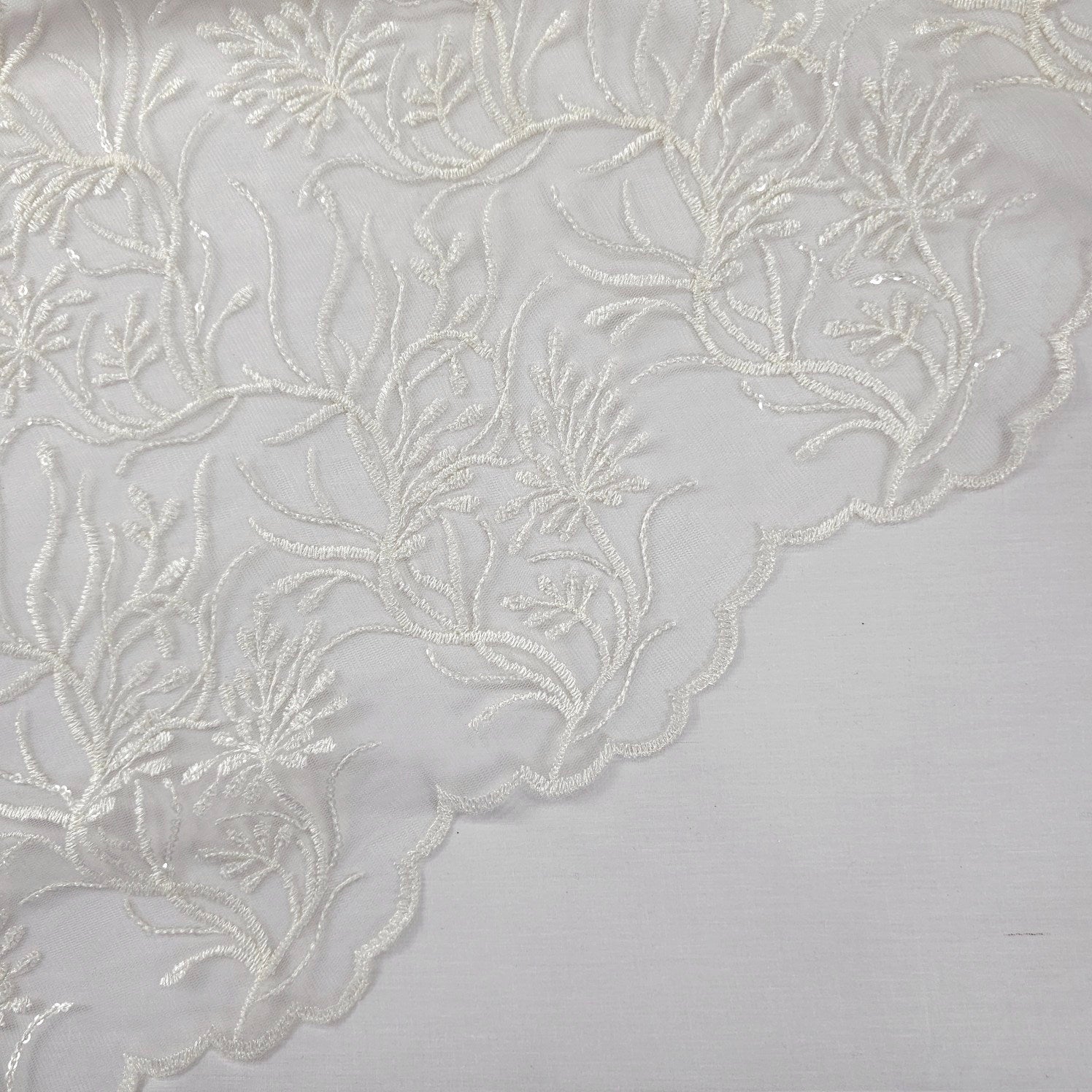 Elisa Off - White Net Embroidered Fabric